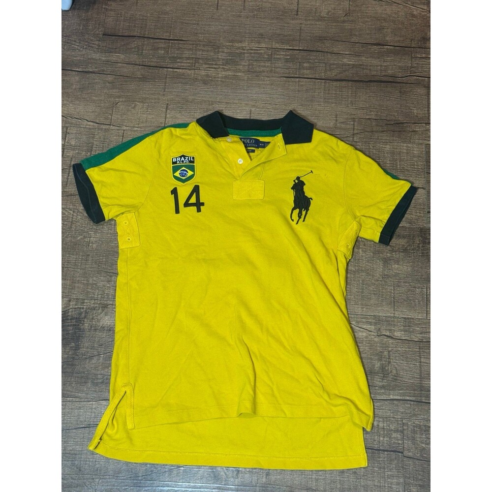 Polo Ralph Lauren World Cup Olympic Rugby Shirt Big Pony Mens M BRAZIL 14 RARE
